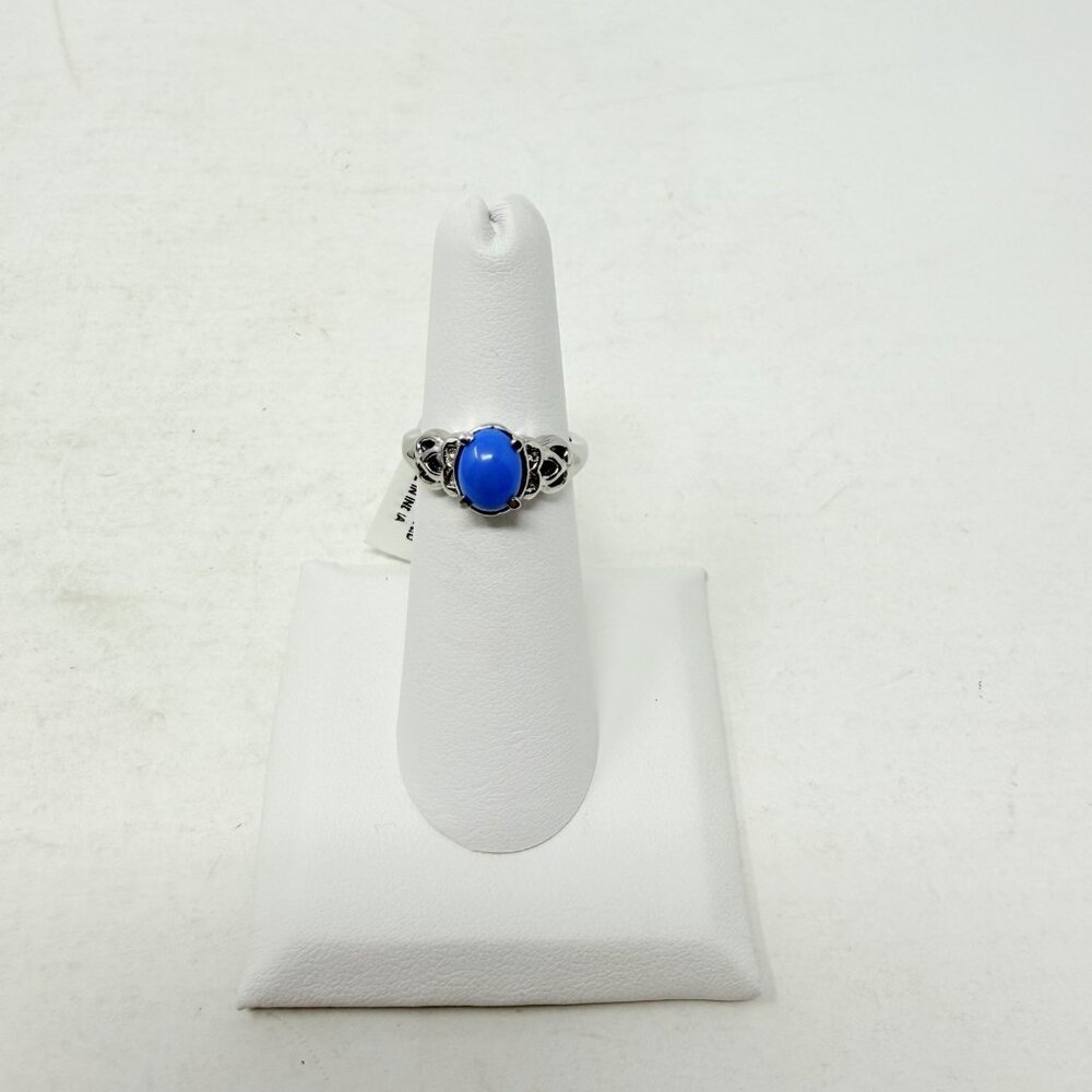 Shop LC Blue Ceruleite‎ Solitaire Oval Size 5 Ring in Stainless Steel 5485